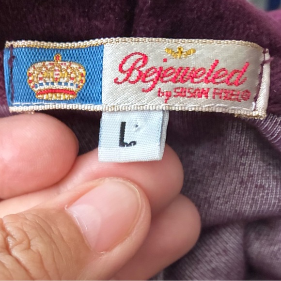 Bejeweled By Susan Fixel Y2K Purple Velour Zip-Up Hoodie L - Picture 8 of 10